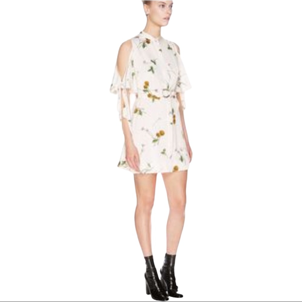 LOVER Ivory Floral Cold Shoulder Mini Dress Sz 6